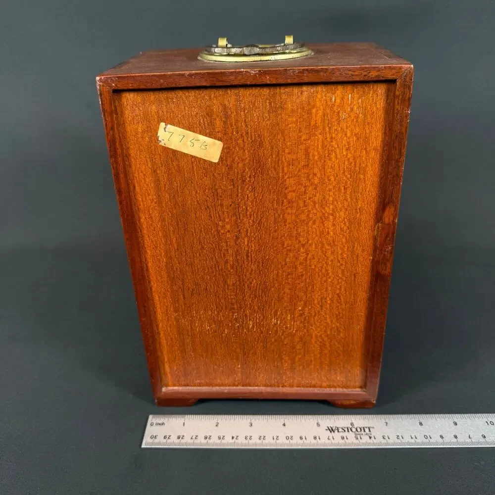 Vintage Chinese Dressing Case Jewelry Box Wood Brass Lined 4 Drawer
